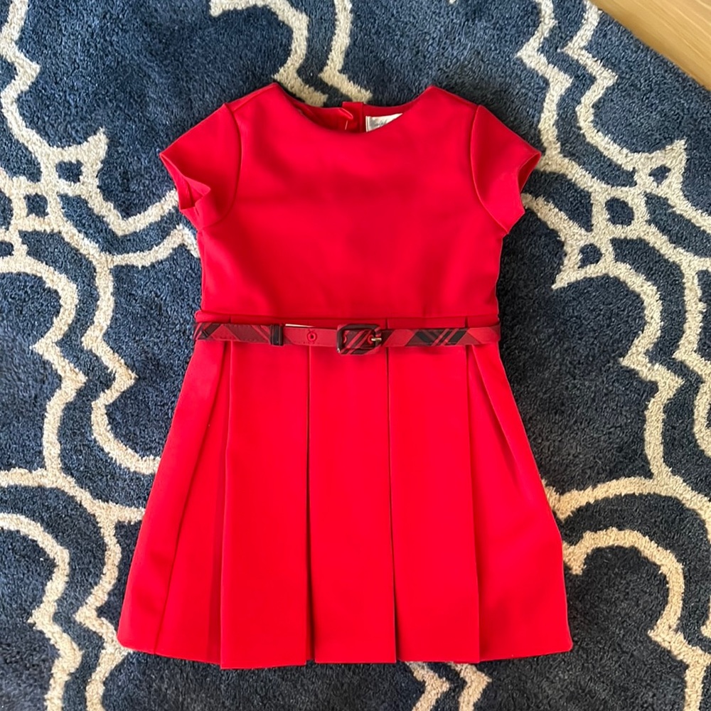 Ralph Lauren belted red occasion dress